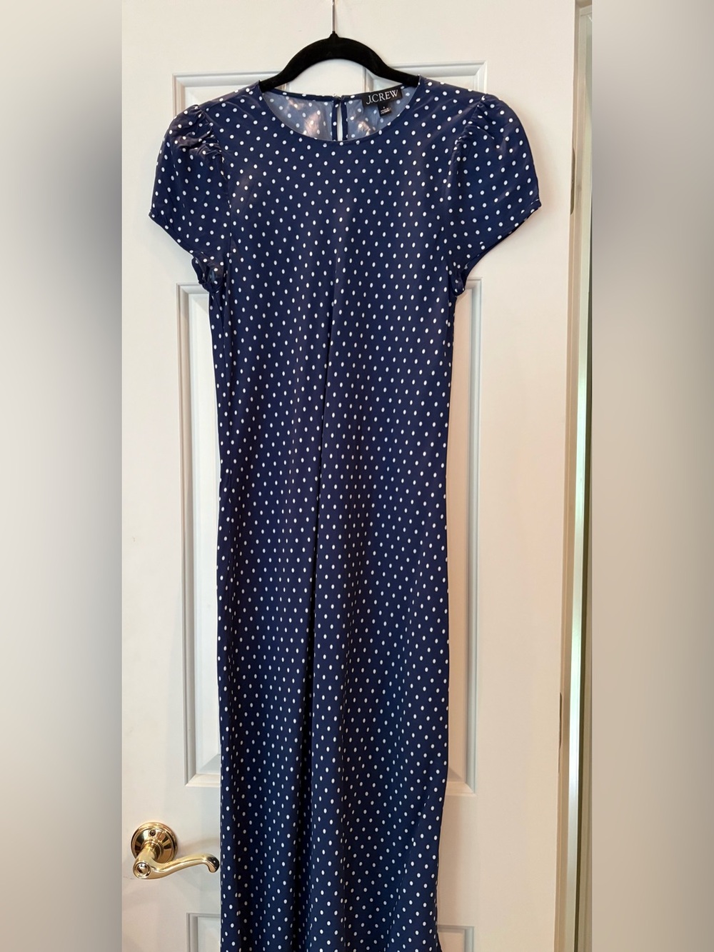 J. Crew Navy and White Polka Dot Casual Dress